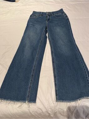 Toteme Women’s Blue Wide-Leg Raw Hem Jeans Small